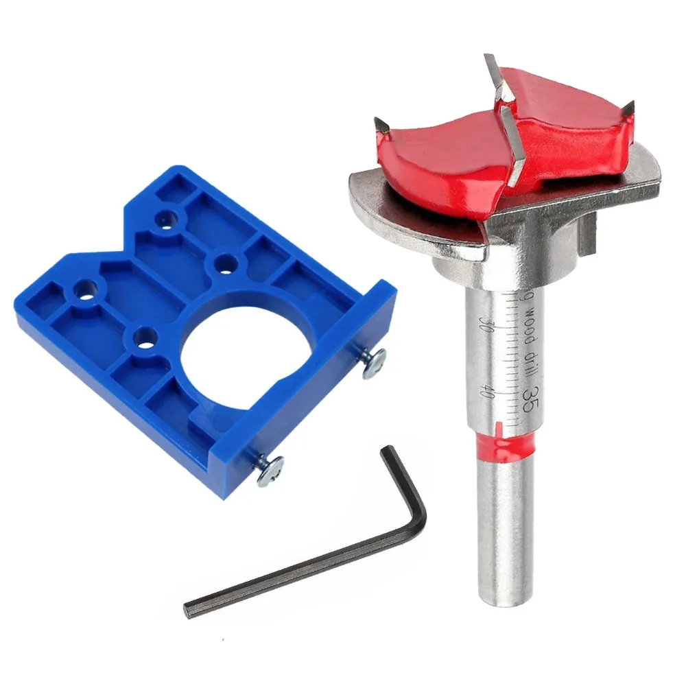 

35mm Hinge Hole Drilling Guide Locator Hinge Drilling Jig Drill Bits Woodworking Door Hole Opener Cabinet Accessories Tool