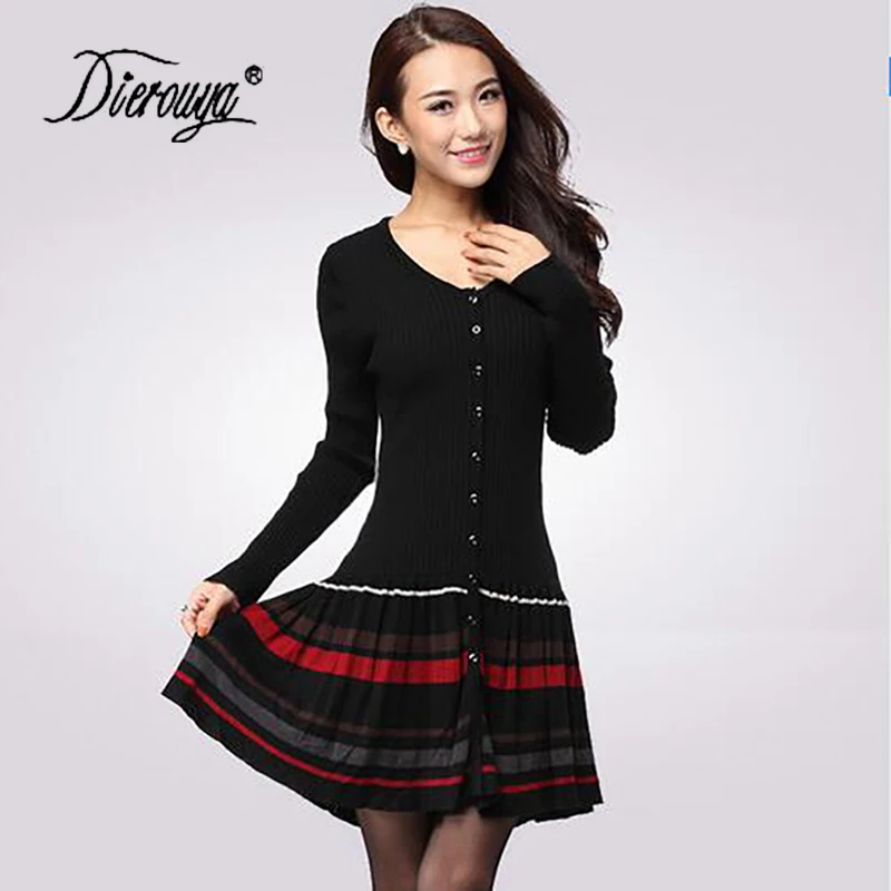 Новый 2020 на весну и зиму платье с длинным рукавом размера плюс Цельнокроеное