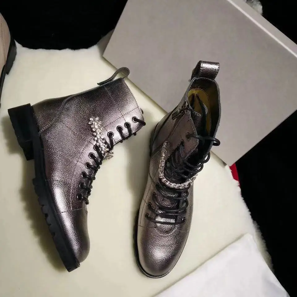 Женские ботинки со стразами Новинка 2019 года сезон осень-зима женские Ботинки martin