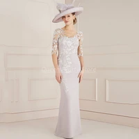 custom long mother dresses half sleeves beading o neck lace floor length mother of the bride dress wedding guest gowns