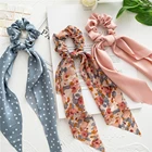 Женская резинка для волос, шифоновая шелковая лента с цветочным бантом, аксессуары для волос, 2021