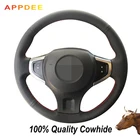 Чехол на руль из натуральной кожи, сшитый вручную, черный, для Renault Koleos 2008-2016, Renault, Samsung QM5 2007-2014