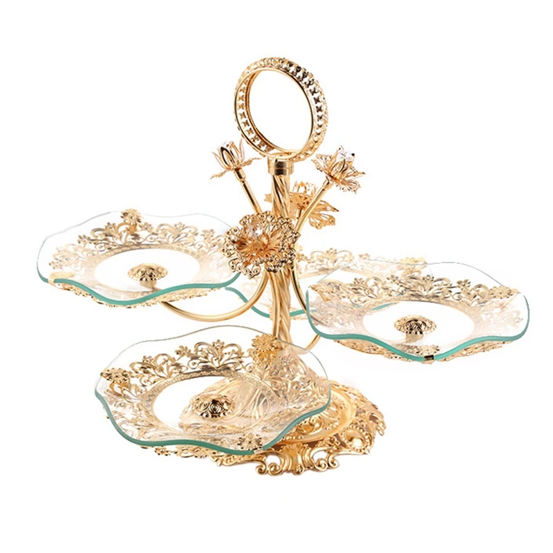 

New Stylish Light Luxury Quality Multi-Functional Separation Storage Plate Glass Living Room Hotel Pastry Fruit Plate