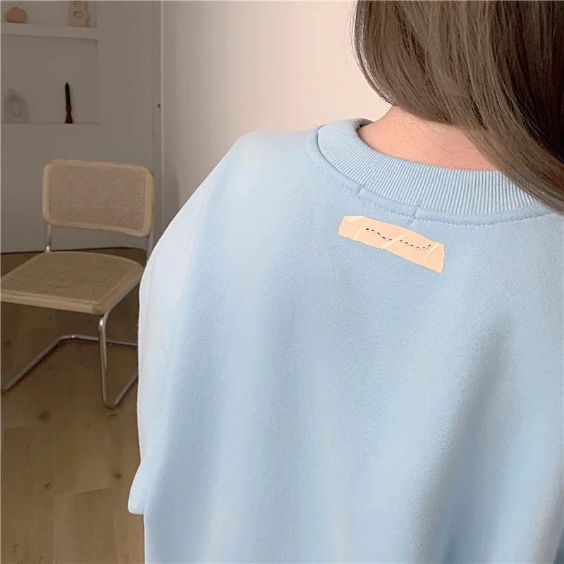 

QoerliN High Quality Thick Oversize Sweatshirts Women Winter Fleece Sweatshirt Tops Full Sleeve Warm Casual Harajuku Pulls Fall