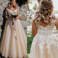 custom off the shoulder wedding dresses 2021 with appliques sweep train lace up back tulle a line wedding bridal gowns
