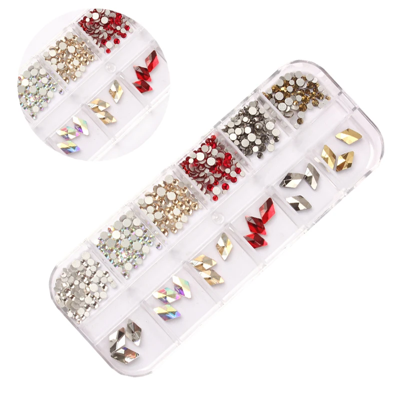 Стразы для ногтей разных размеров 1 набор кристаллы 3D AB прозрачные камни