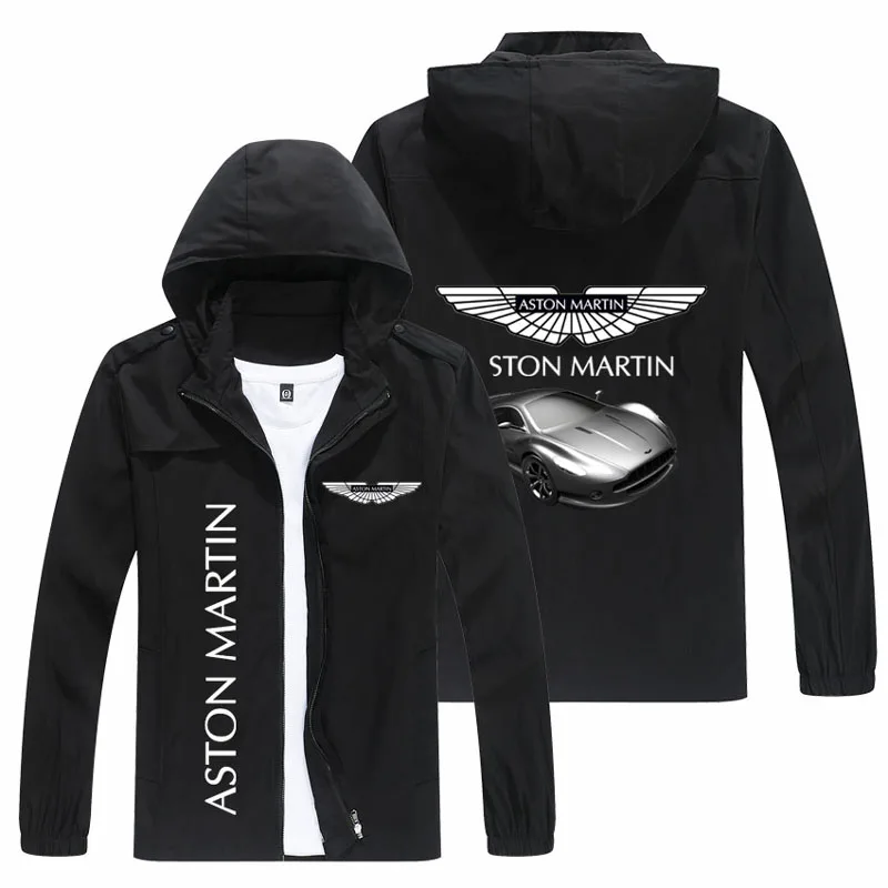 

Spring ASTON MARTIN Fashion Men Windproof Jacket Hooded Windbreaker Sweatshirts zipper Long Sleeve Coat Zipper Cardigan S-2XL