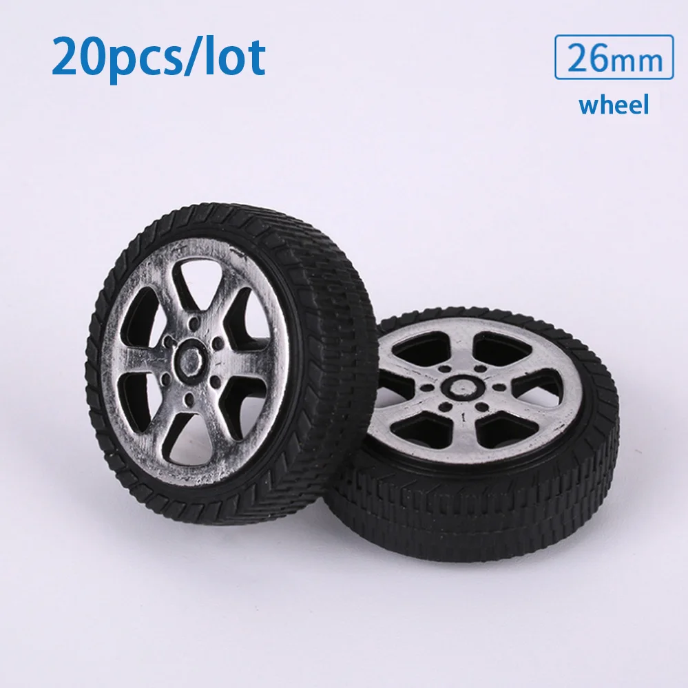 

Wholesale 20pcs 26mm toy wheels plastic wheels 2*26 simulation wheels science and education blocks DIY toy accessories