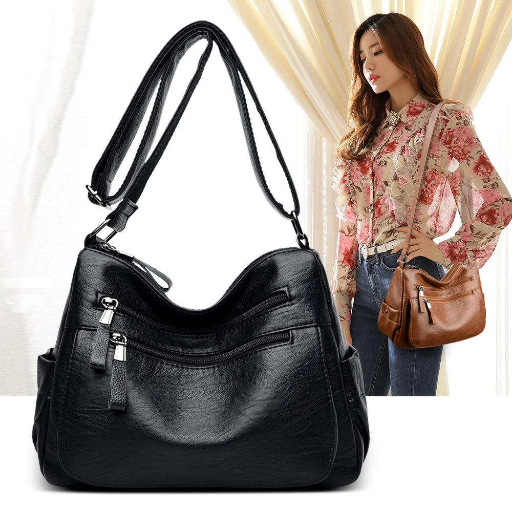 

OLSITTI Fashion Luxury Multiple Zippers Large-capacity Crossbody Bags for Women 2021 New Designer Pu Leather Shoulder Crossbody