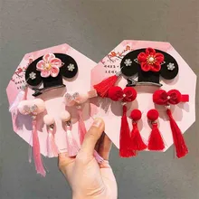 Presilha de cabelo em estilo chinês com borla, conjunto de cabelo com presilha para crianças (1)