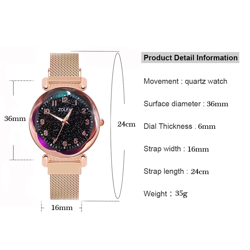 Звездное небо женские часы Роскошные с магнитной пряжкой геометрический цветной