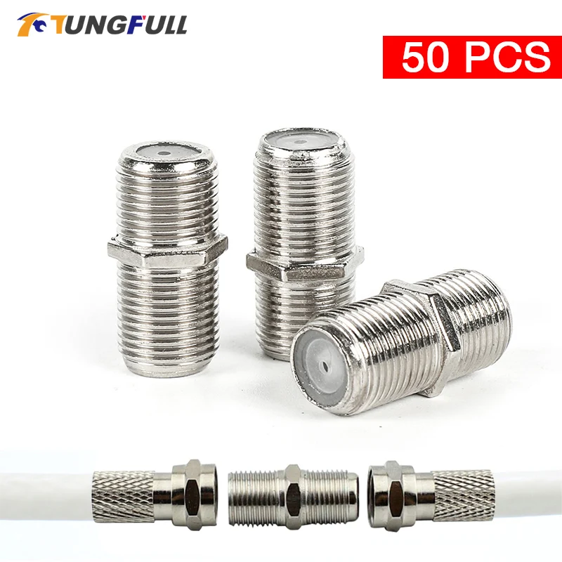 

Tungfull, новый и практичный 50 шт., переходник типа F UHF, гнездовой разъем F/F Jack RG6, коннекторы коаксиального кабеля для ТВ и видео