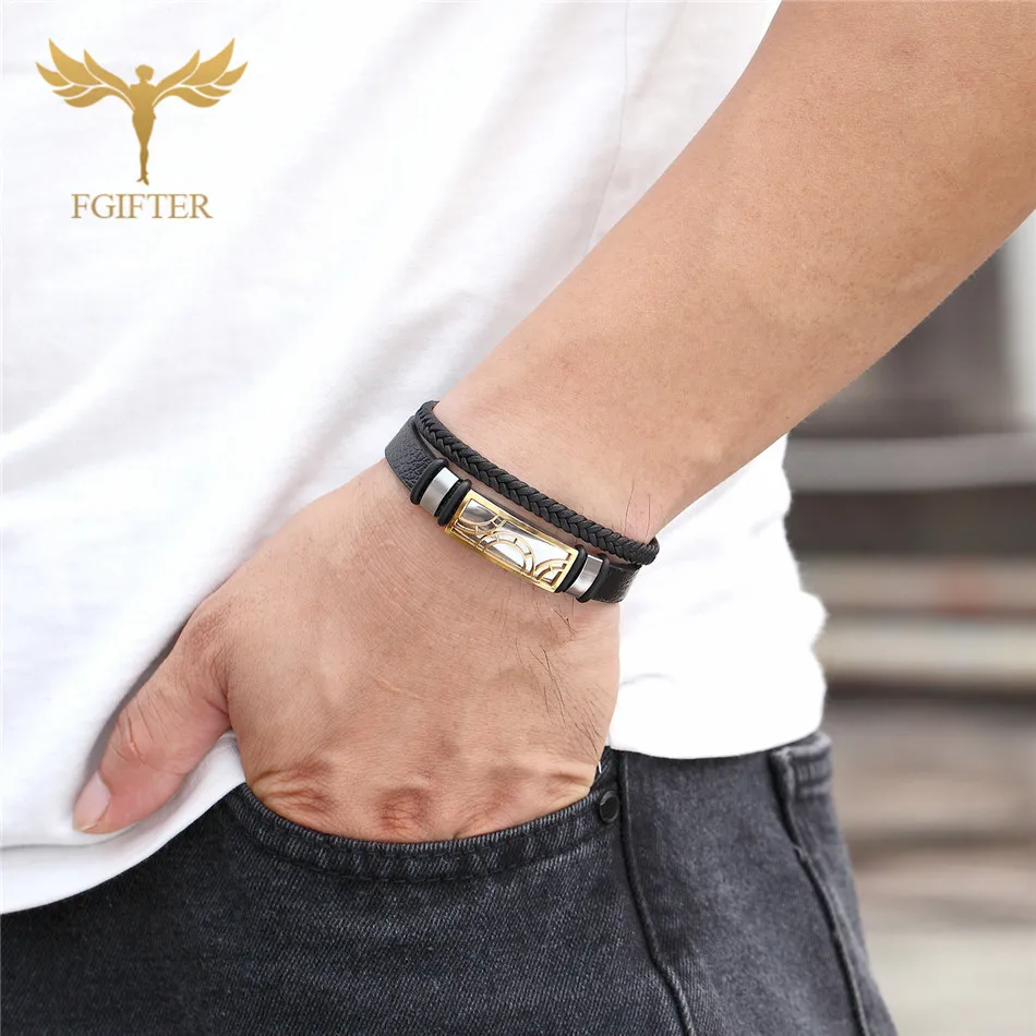 

Charm Men's Bracelet Simple Pattern Woven Bangle Stainless Steel Buckle Fashion Men's Jewelry Armband