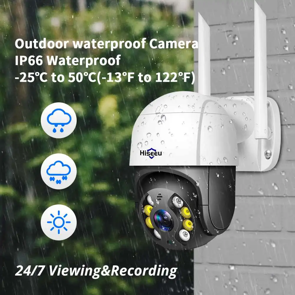Hiseeu 2MP PTZ WIFI камера На открытом воздухе 1080P 4-кратный цифровой зум Скоростная