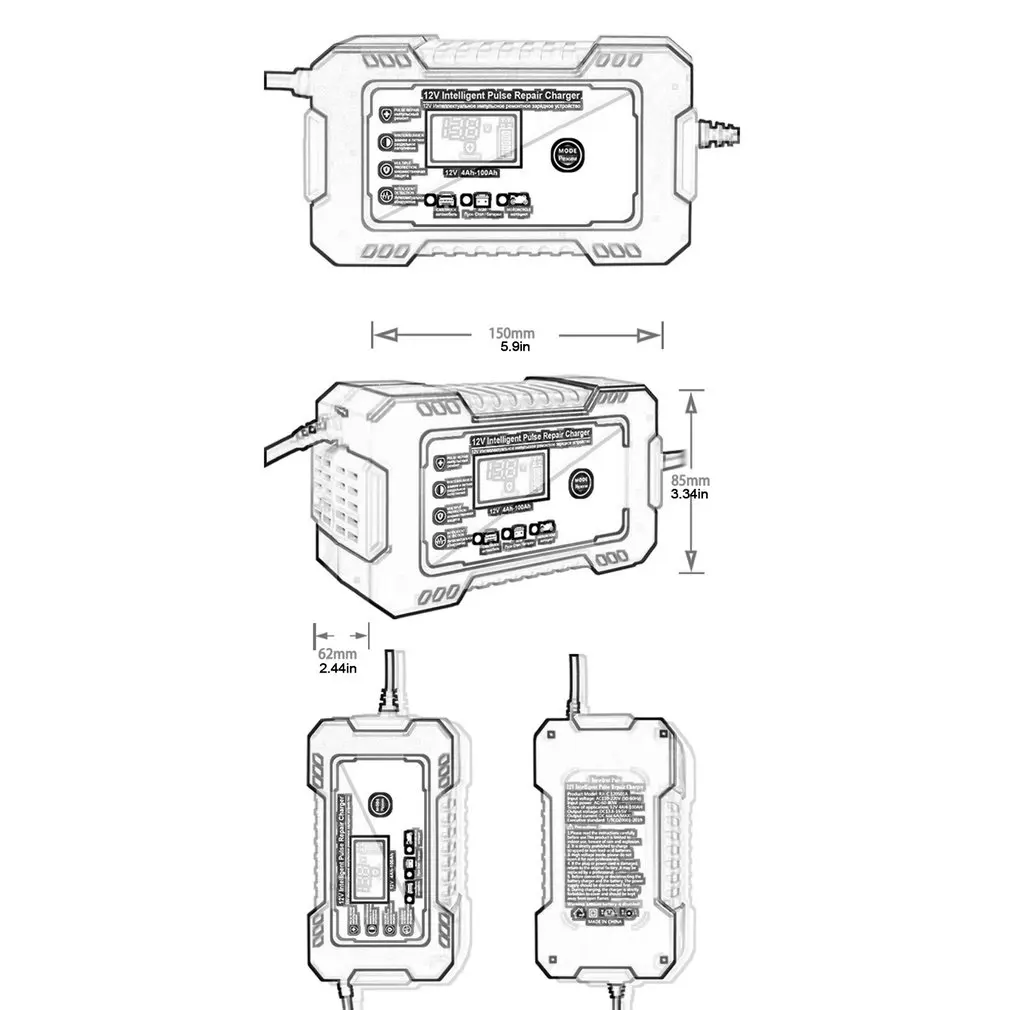 

Digital LCD Display Car Battery Chargers 12V-24V 8A Full Automatic Battery-chargers Power Puls Repair Chargers Wet Dry Lead Acid