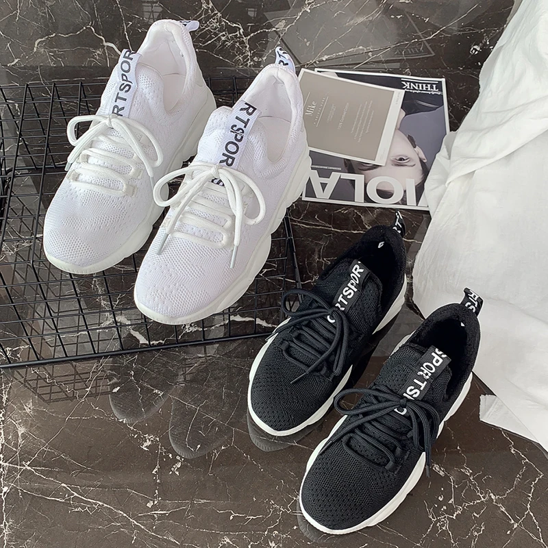 Кроссовки женские легкие на платформе дышащие шнуровке повседневная обувь весну