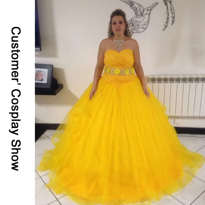 

Girl And Beast Belle Party Dance Princess Dress Fantasy Halloween Carnival Ball Gown Adult Women Cosplay Costume