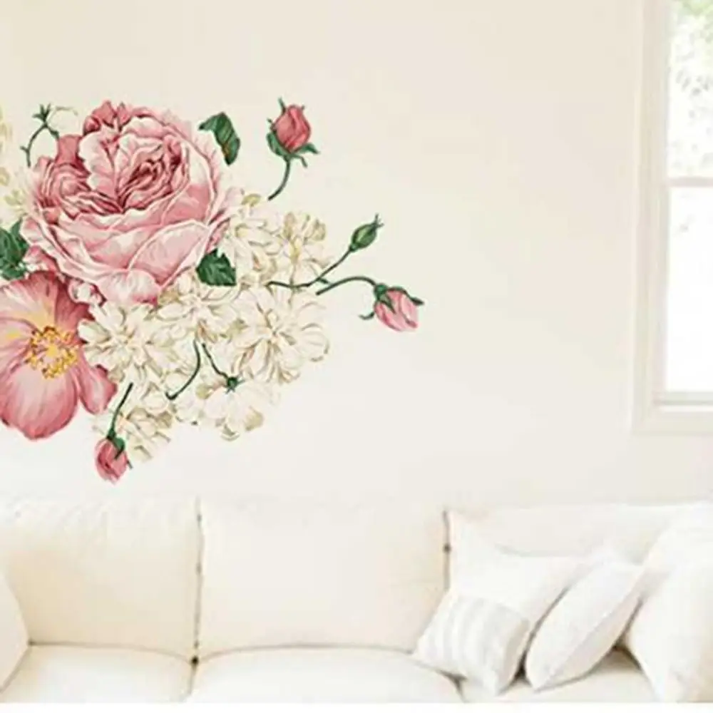 Домашний декор пионы розы цветы настенные Стикеры художественные наклейки для