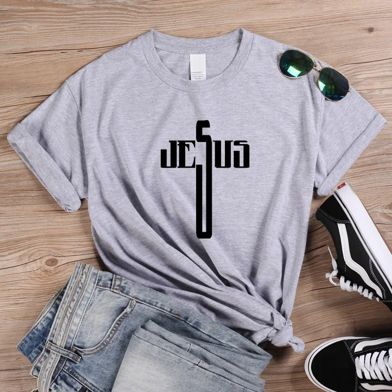 Женская хлопковая Футболка ONSEME с изображением Иисуса и Креста летняя футболка в