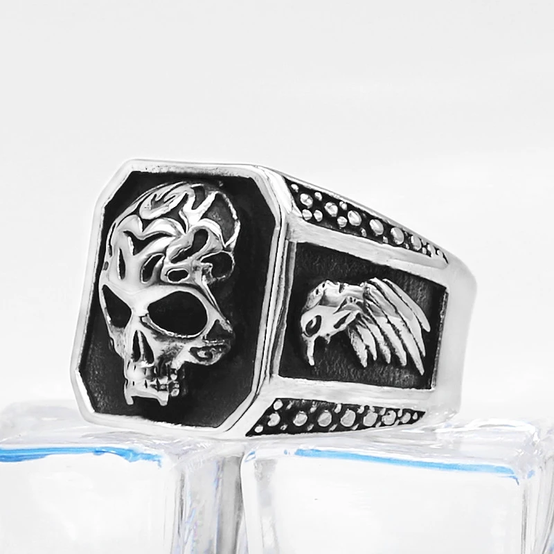 KLDY Viking мужское кольцо Байкер Череп кольцо скелет из нержавеющей стали кольца с изображением орла мужские ювелирные изделия bague homme титановая сталь ювелирные изделия