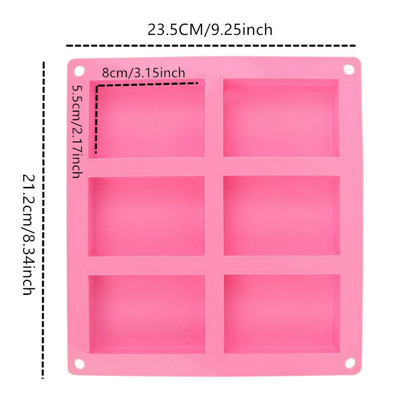 

Silicone Soap Mould 6 Cavity Rectangle Bake Tray Portable for Homemade DIY Mold
