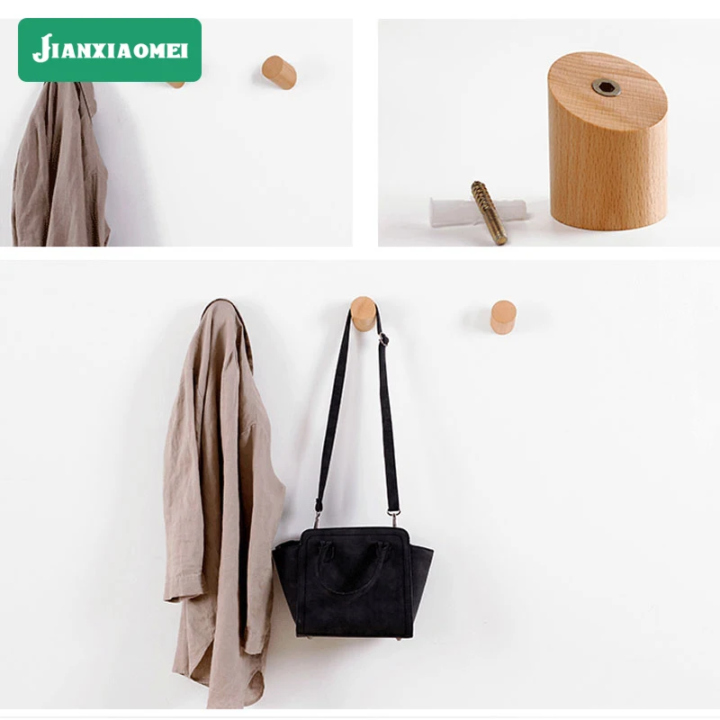Вешалка для одежды из натурального дерева настенный крючок пальто женская