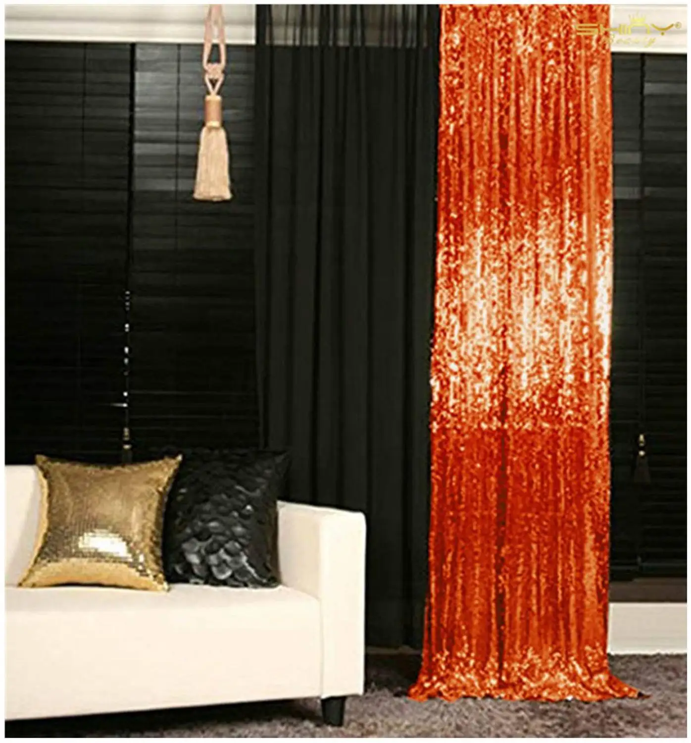 Shinybeauty оранжевый блесток фото фон шторы с блестками день рождения Decoration-M190726 | Дом