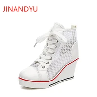 plus size women shoes casual breathable wedge sneakers platform shoes woman high top sneakers fashion pink boots women sandals