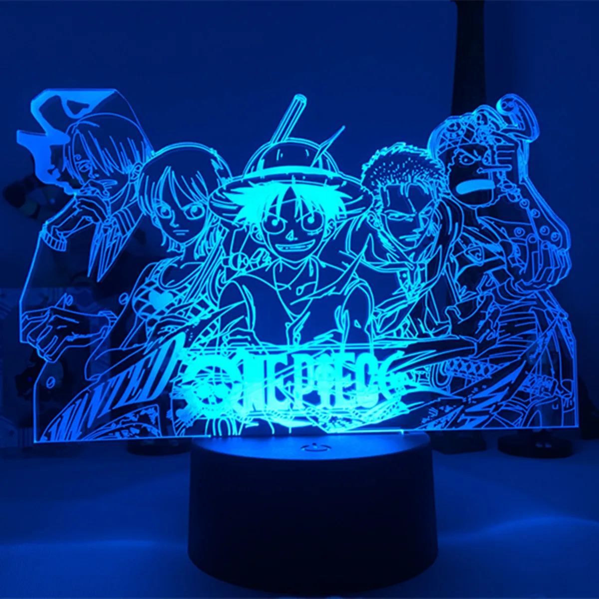 

One Piece Group Led Night Light for Kids Bedroom Decor Japanese Anime One Piece Team 3d Lamp Gift Cool Bedside Table Lamp
