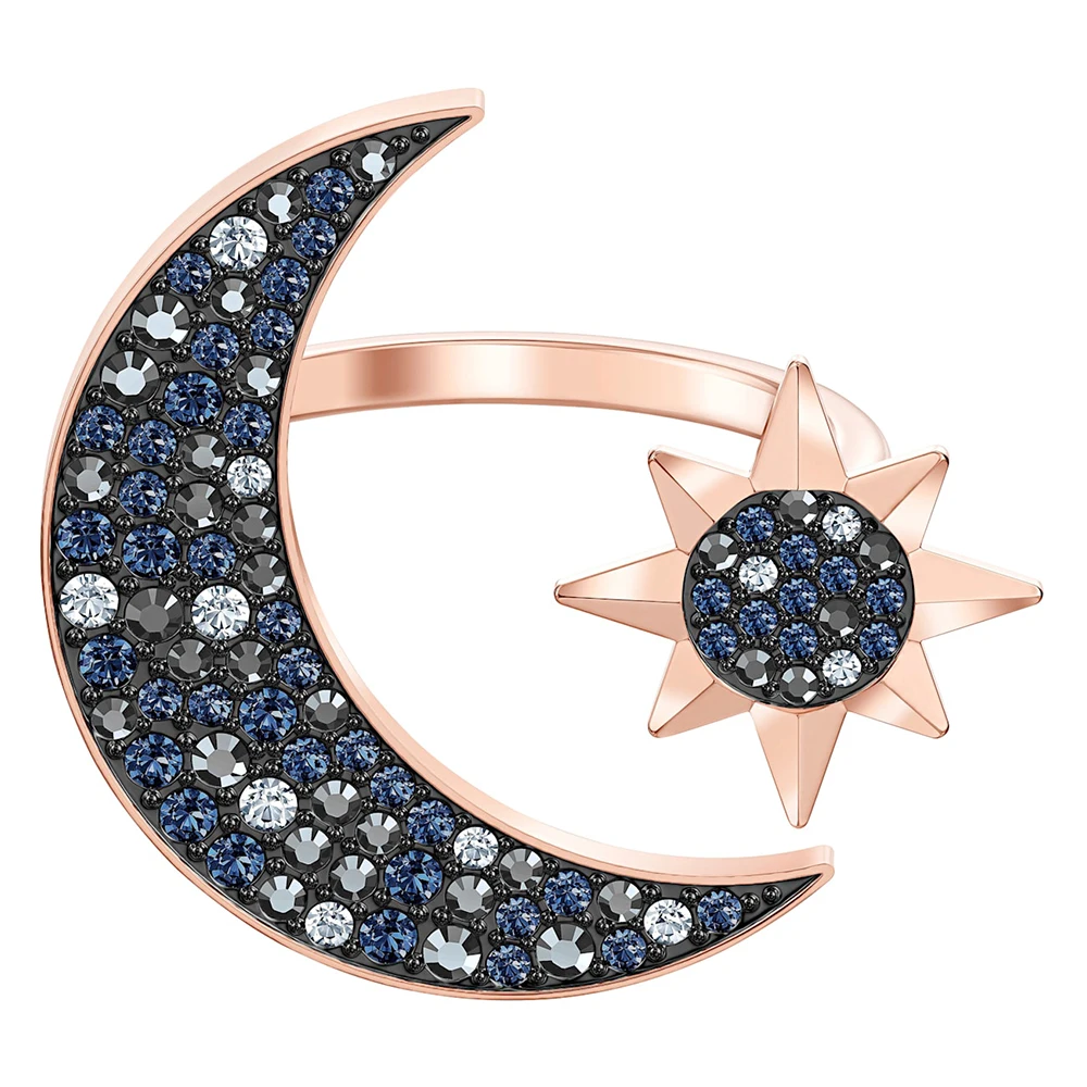 

SWA RO 2019 New SUNSHINE Sun Moon and Stars NO REGRETS Ring Style High Quality Light Gradient Crystal Female Engagement