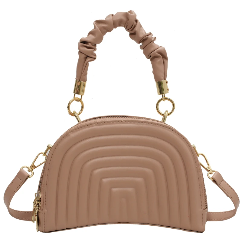 

Fashion Trendy Semi Circle Shoulder Bag Women's Pu Leather Handbag Designer Zipper Crossbody Bags for Women Top Handle Hand Bags