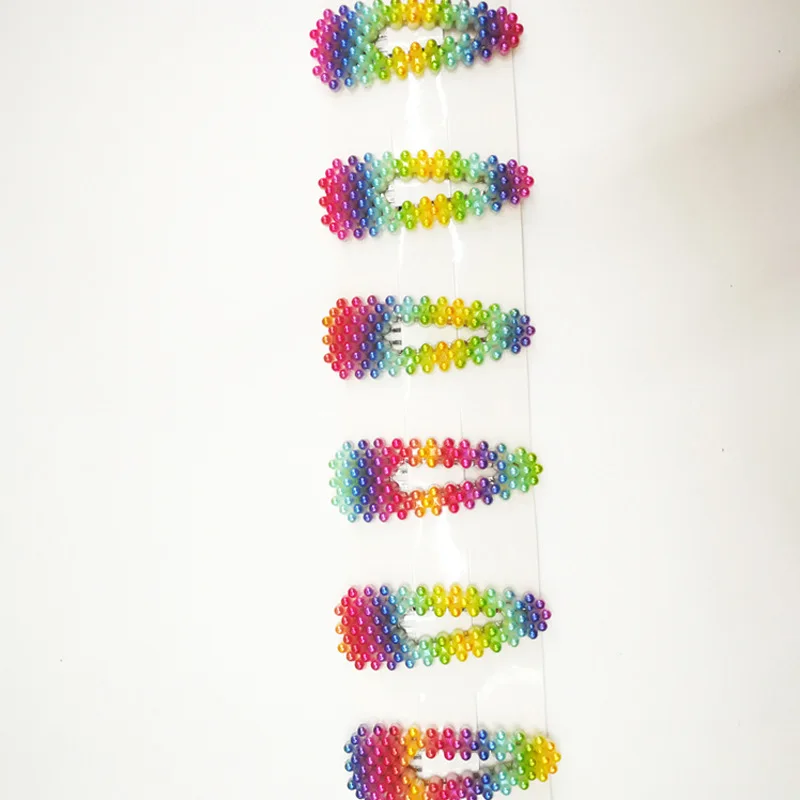 6 шт./компл. заколка для волос в виде банта с жемчугом радужного цвета детей