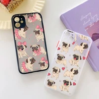 pug dog french bulldog phone case for iphone x xr xs 7 8 plus 11 12 pro max translucent matte shockproof shell