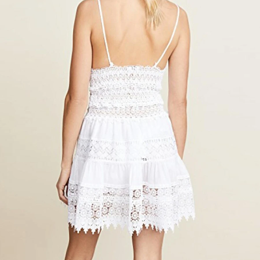 Женское кружевное платье короткое на бретелях 2018 | Женская одежда