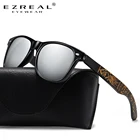 Женские и мужские темные очки EZREAL, поляризованные солнцезащитные очки с черными бамбуковыми деревянными дужками и кожаным чехлом с узором UV400