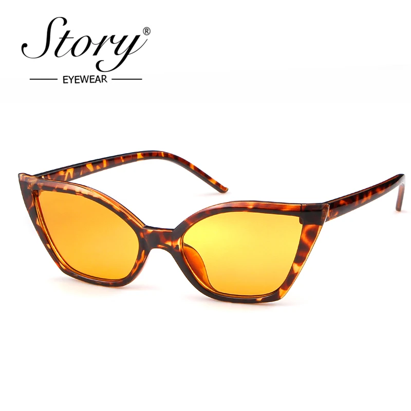 Очки солнцезащитные женские кошачий глаз с леопардовой оправой и черными