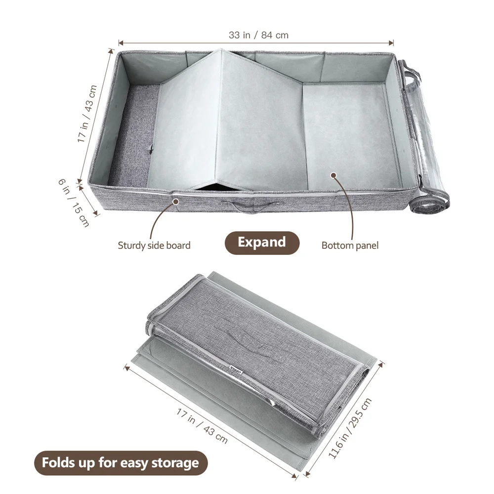 

Cabilock 2pcs Under-bed Storage Bag Eco-friendly Multi-functional Under Bed Clothes Organizers Zippered Underbed Storage Pouches