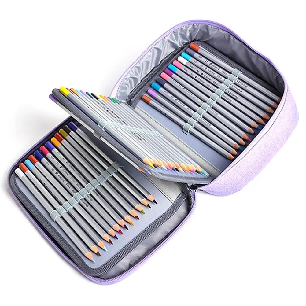 Large Capacity 72 Holes Zipper Pencil Case Closure Pen Bag Polyester Stationery Storage case School Office Supply | Дом и сад