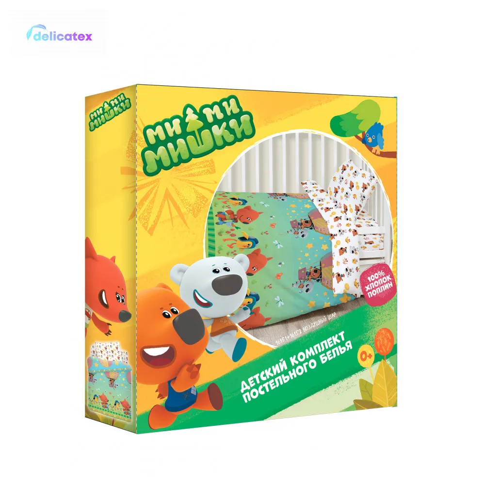 Постельное белье детское КПБ Delicatex детский поплин &quotМи ми мишки&quot (40х60) рис. 16151