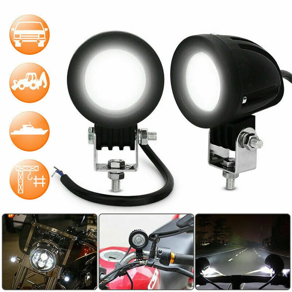 

Round 10W LED Motorcycle Motorbike Headlight Driving Fog Spot Flood Lights Lamp Outdoor Super Bright Work Light