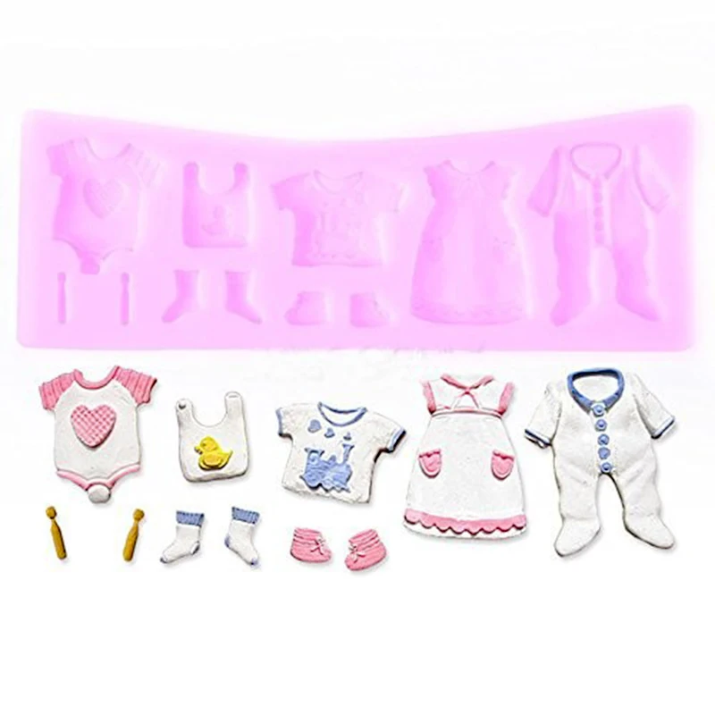 Silicone Mold 3D Cake Chocolate Cookies Mould Creative Pink Clothes Shoes Shape fondant molds Kitchen dessert Tools | Дом и сад