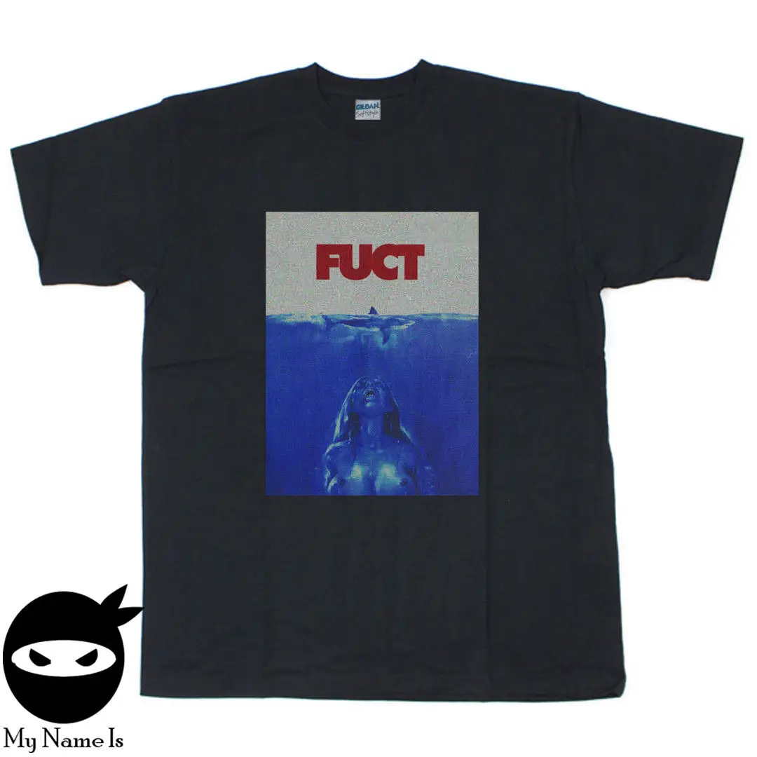 Винтаж 90s Fuct рубашка с акулой Черная Мужская размер S 2XL REPRINT Gildan # дешевые оптом