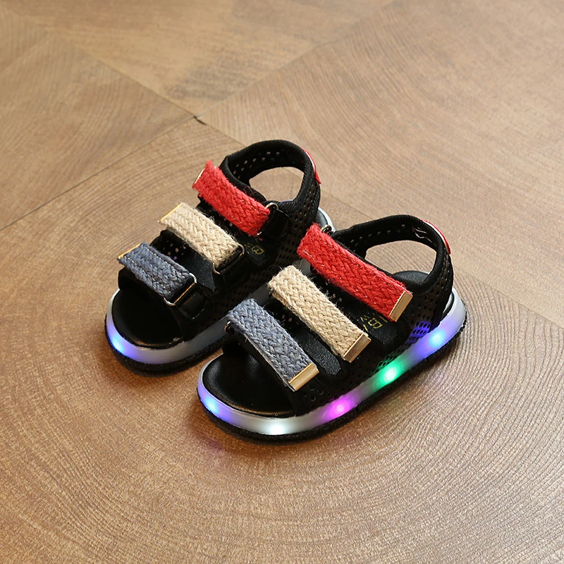 Детская обувь со светодиодной подсветкой для мальчиков Обувь на липучке Дышащие