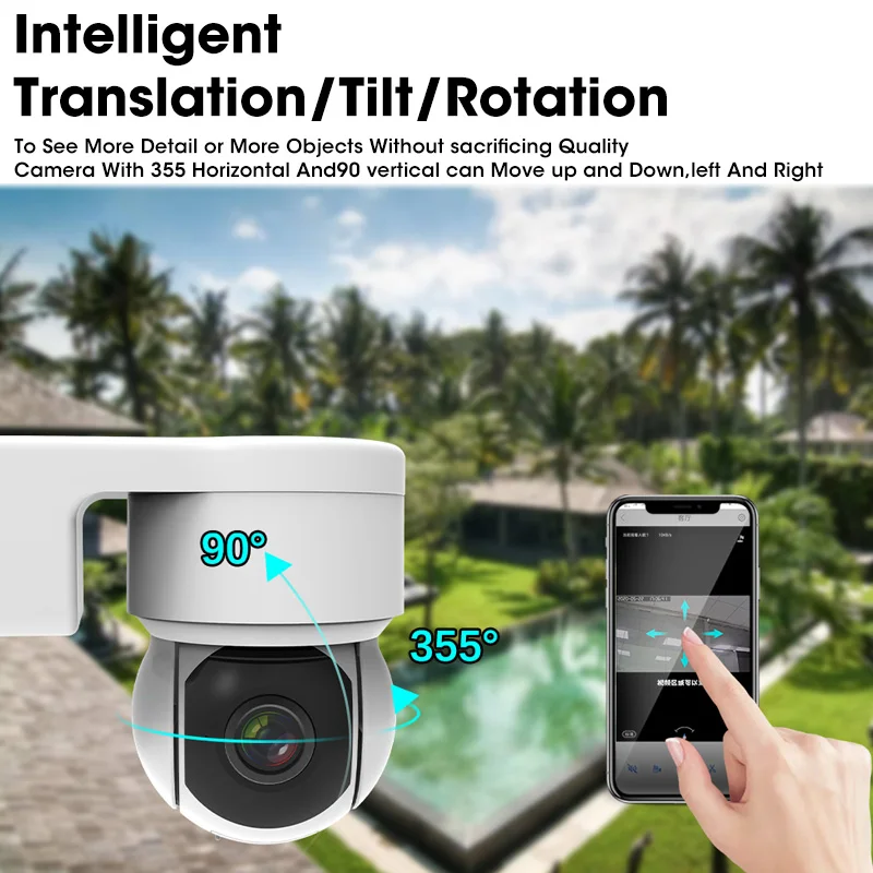 IP камера наружная беспроводная 1080P HD PTZ Wi Fi с ИИ датчиком