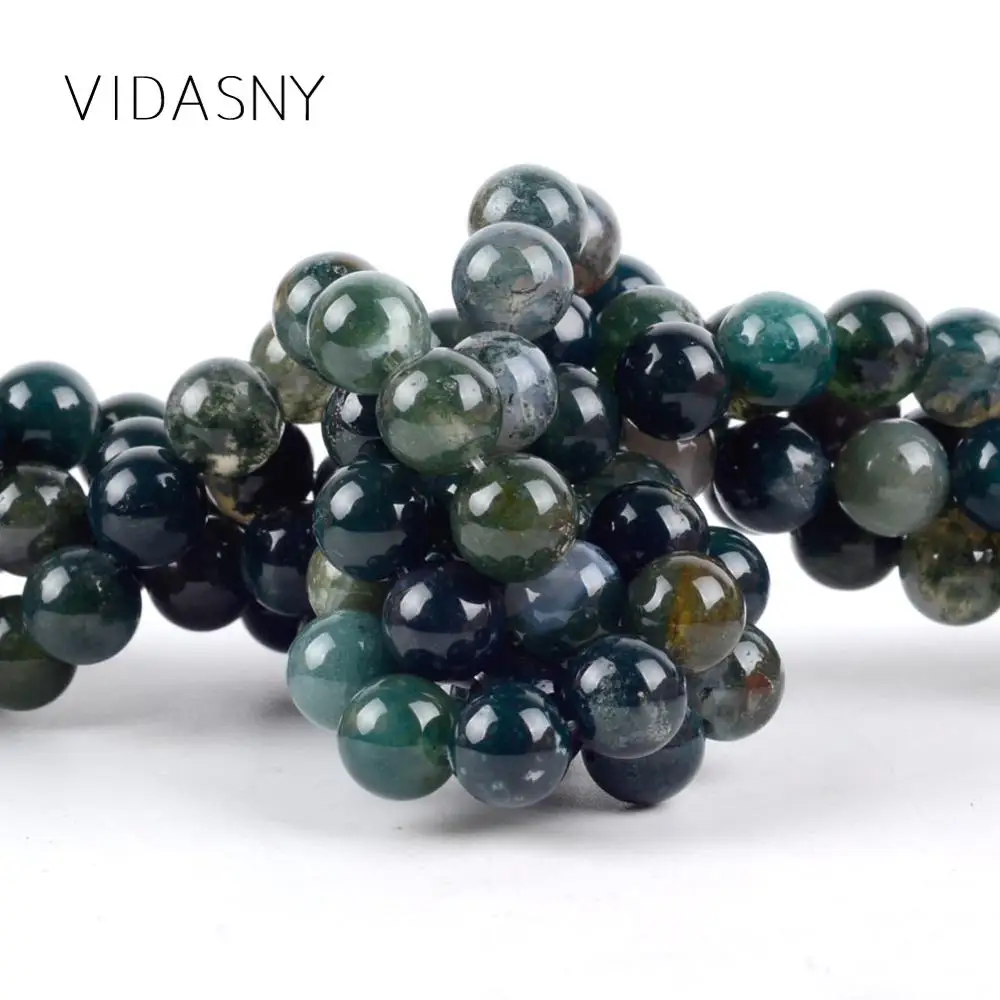 Натуральные моховые Агаты круглые бусины-разделители сделай сам аксессуары для