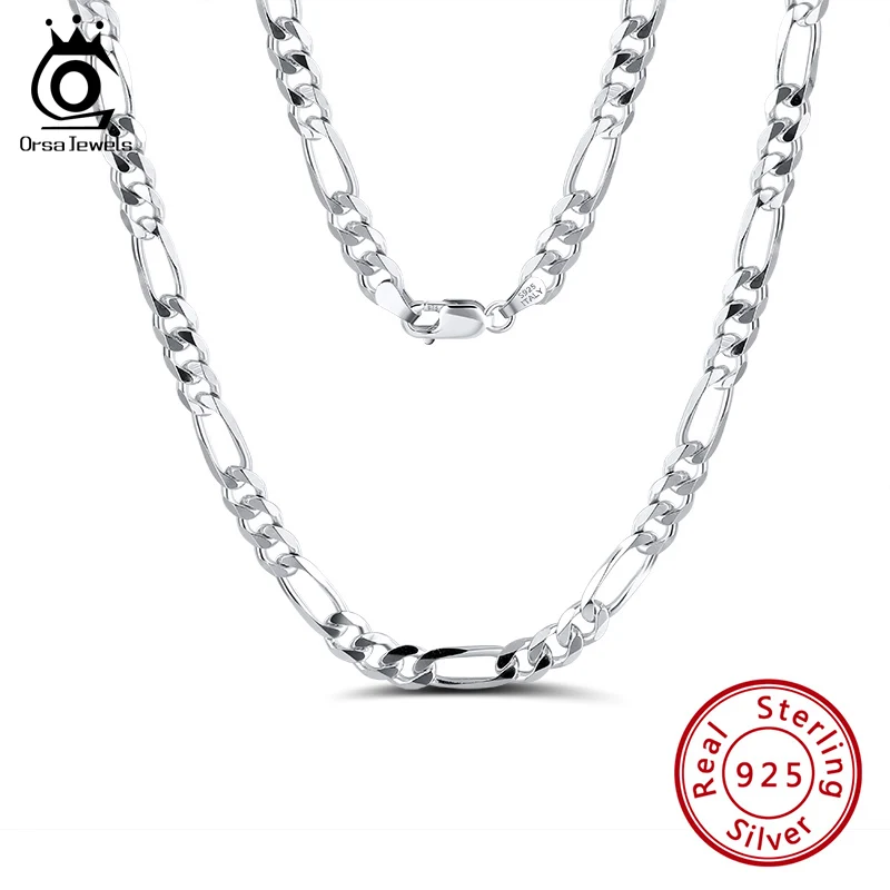 ORSA JEWELS-collar de plata de ley 925 para hombre, cadena Figaro con corte de diamante de 5,0mm, italiano, joyería SC34