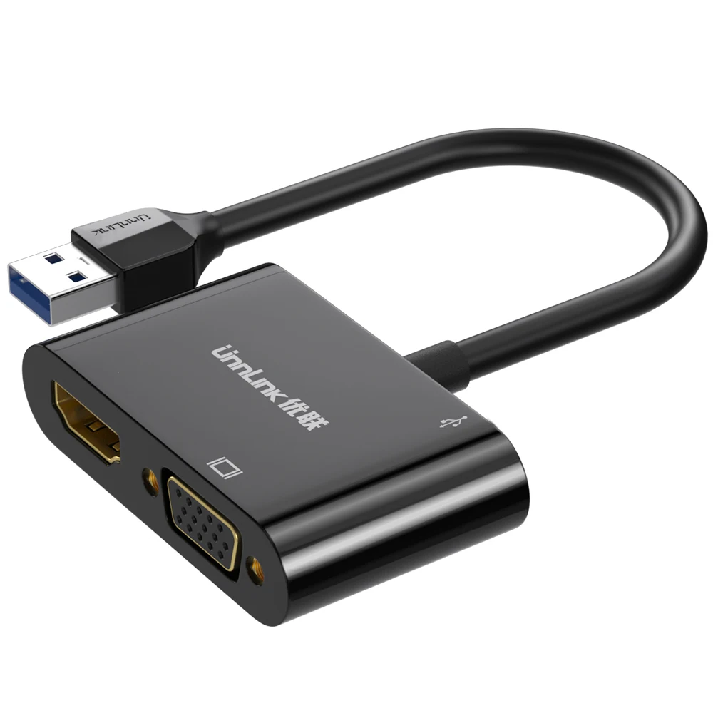 

Unnlink USB Hub USB 3.0 to HDMI-compatible VGA Mouse Keyboard U disk Ports Adapter for Laptop Computers