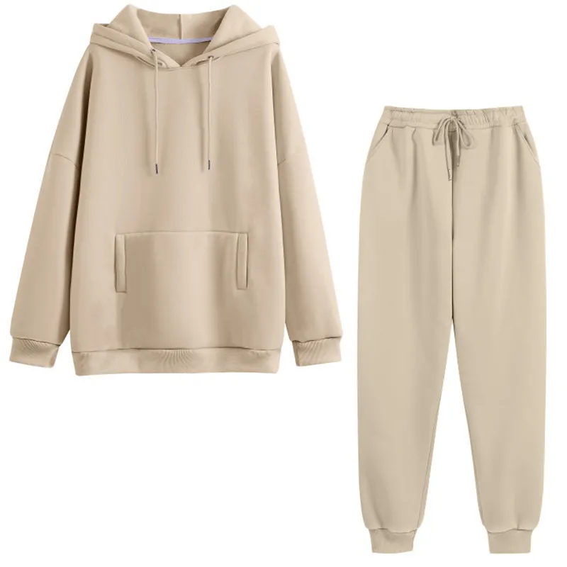 

Thick Warm Hooded Sweatshirt Jogger Pants Suit