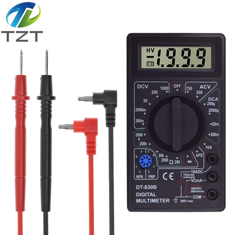 Цифровой мультиметр DT830B AC/DC с ЖК-дисплеем 750 В Вольтметр Амперметр Омметр тестер