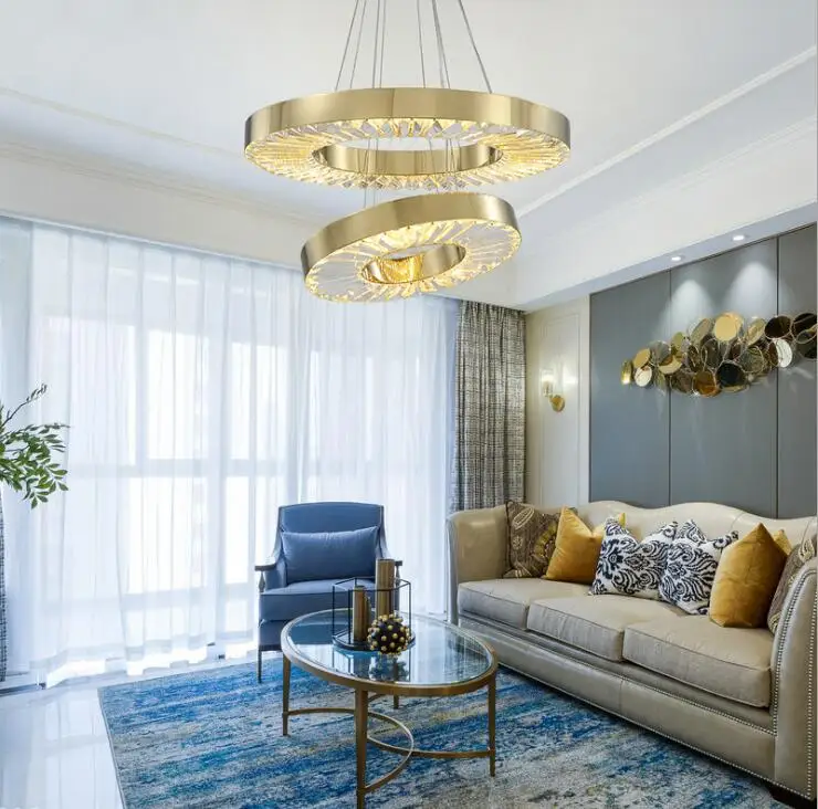 

Nordic postmodern creative personality stainless steel LED circle lights Designer cafe bar restaurant villa lights